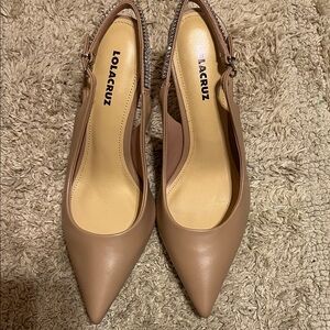 Lola Cruz Tan Pointed Toe Heels